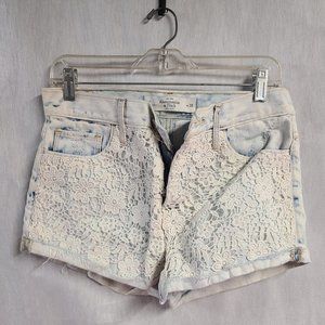 Lace denim jeans shorts
